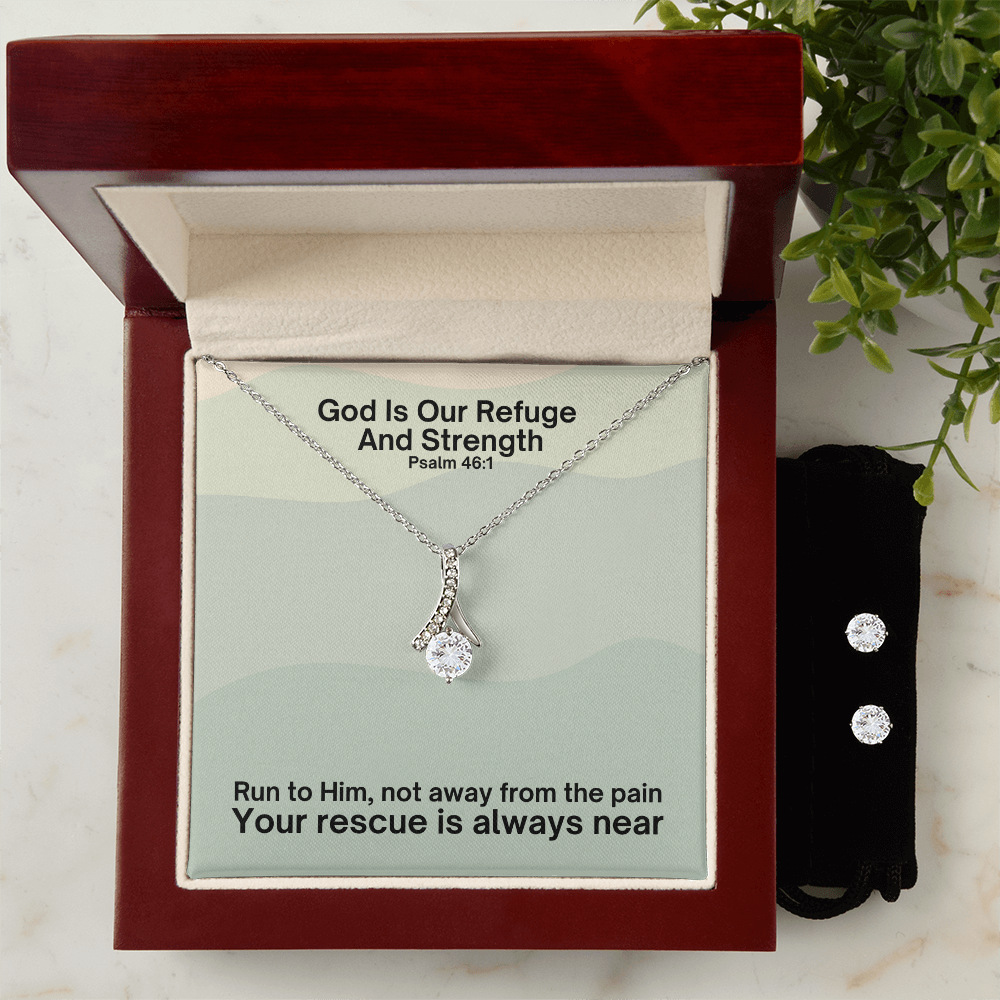 God Is Our Refuge And Strength (Psalm 46:1) | Alluring Beauty Necklace & Earring Set