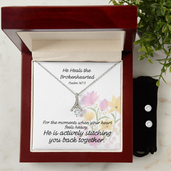 He Heals The Brokenhearted (Psalm 147:3) | Alluring Beauty Necklace & Earring Set