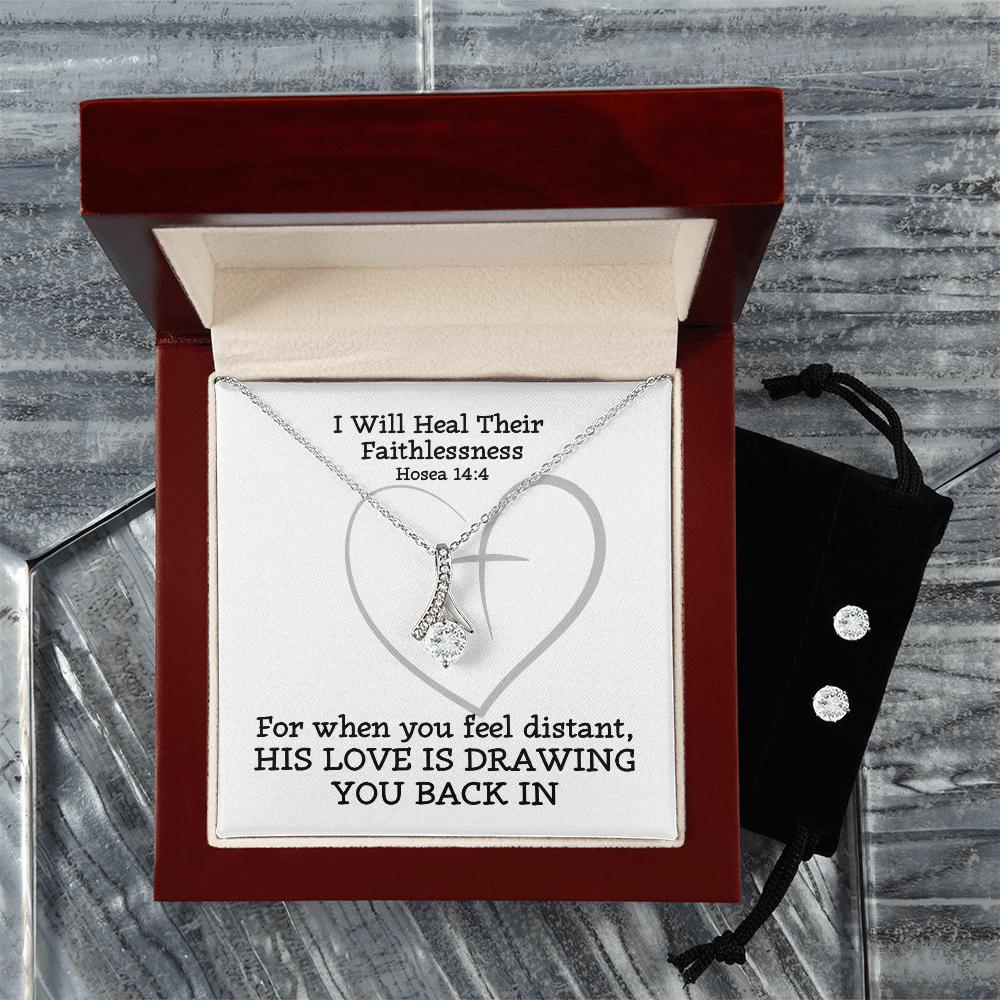 I Will Heal Their  Faithlessness (Hosea 14:4) | Alluring Beauty Necklace & Earring Set