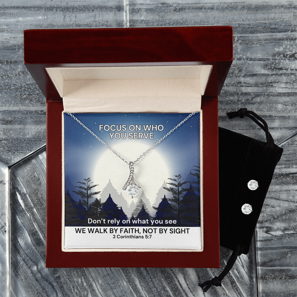 We Walk By Faith, Not By Sight (2 Corinthians 5:7) | Alluring Beauty Necklace & Earring Set
