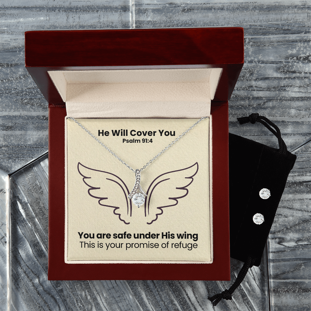 He Will Cover You (Psalm 91:4) | Alluring Beauty Necklace & Earring Set