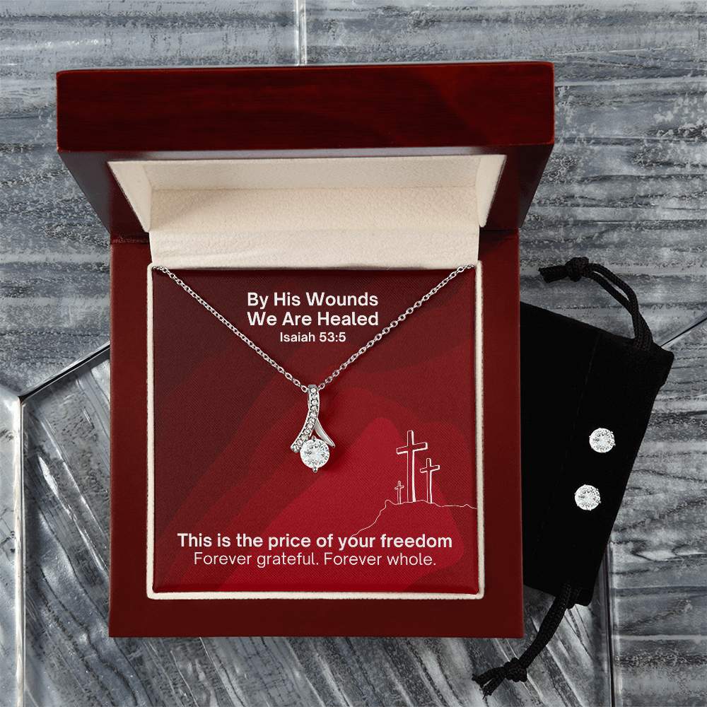 By His Wounds We Are Healed (Isaiah 53:5) | Alluring Beauty Necklace & Earring Set