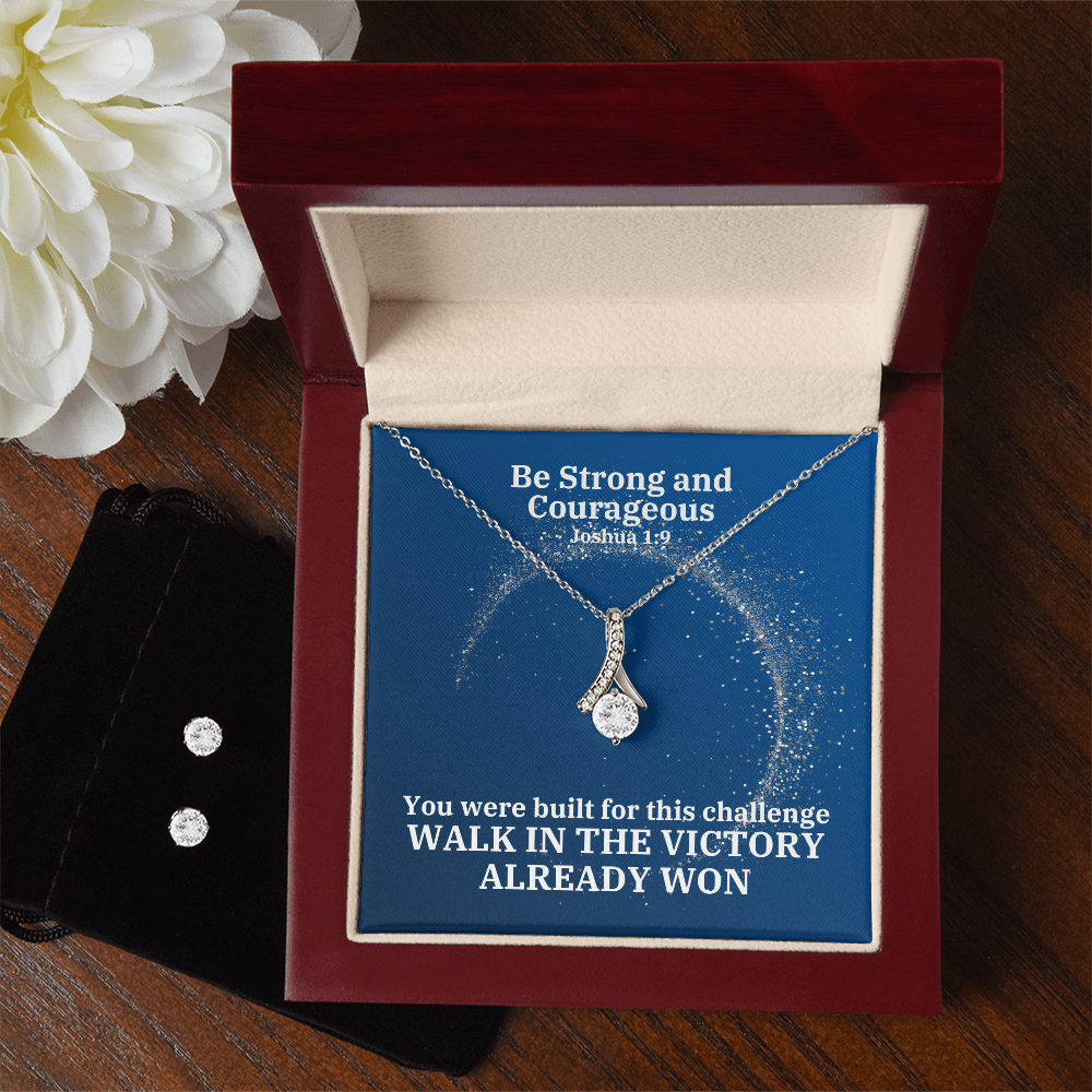 Be Strong And Courageous (Joshua 1:9) | Alluring Beauty Necklace & Earring Set