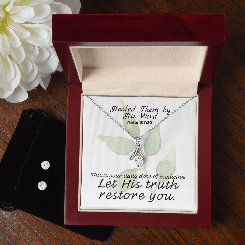 Healed Them By His Words (Psalm 107:20) | Alluring Beauty Necklace & Earring Set