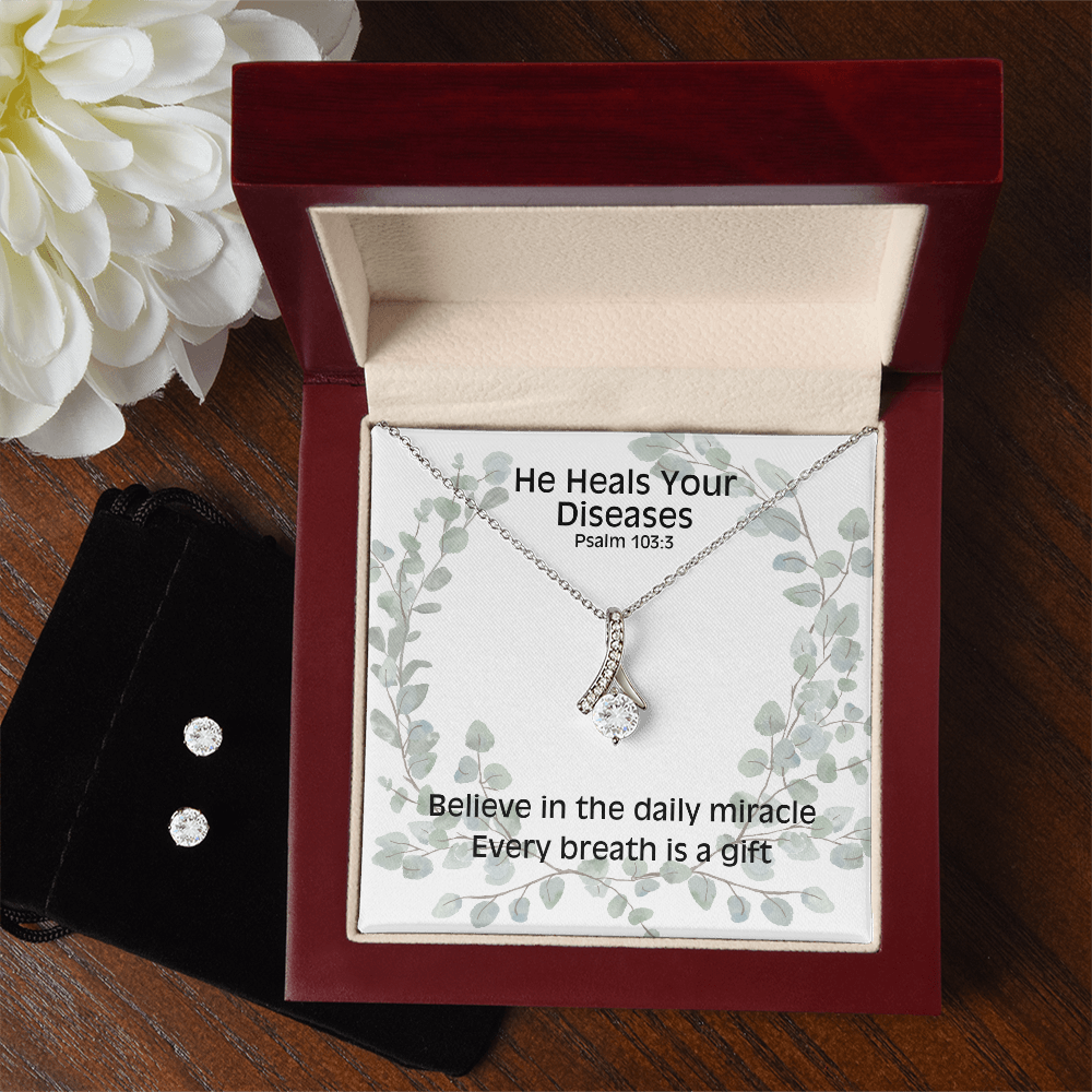 He Heals Your Diseases (Psalm 103:3) | Alluring Beauty Necklace & Earring Set