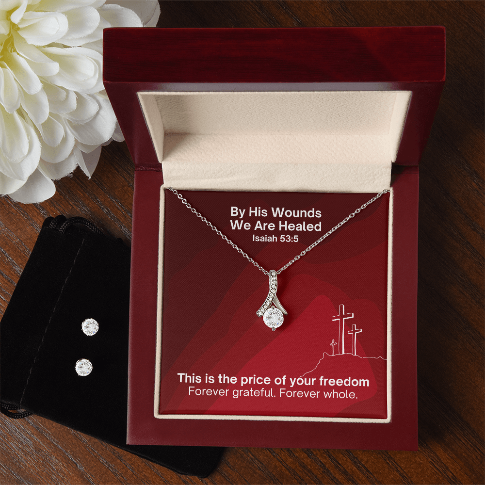 By His Wounds We Are Healed (Isaiah 53:5) | Alluring Beauty Necklace & Earring Set