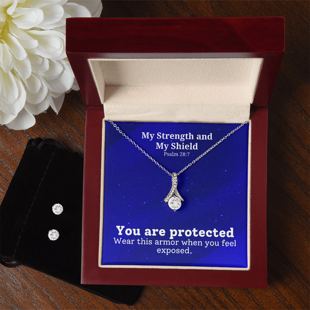 My Strength and My Shield (Psalm 28:7) | Alluring Beauty Necklace & Earring Set