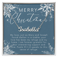 Personalised Name Necklace For Wife ~Psalm 91:1-2~ (Horizontal)