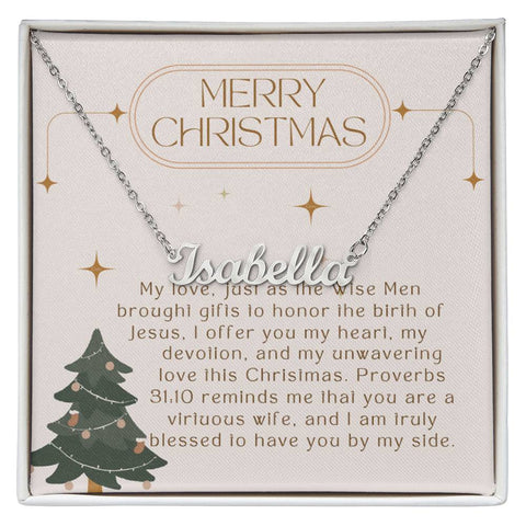 Personalised Name Necklace For Wife ~Proverbs 31:10~ (Horizontal)
