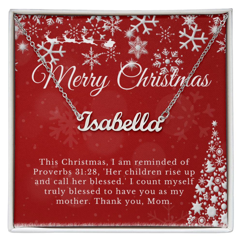 Personalised Name Necklace For Mom ~Proverbs 31:28~ (Horizontal)