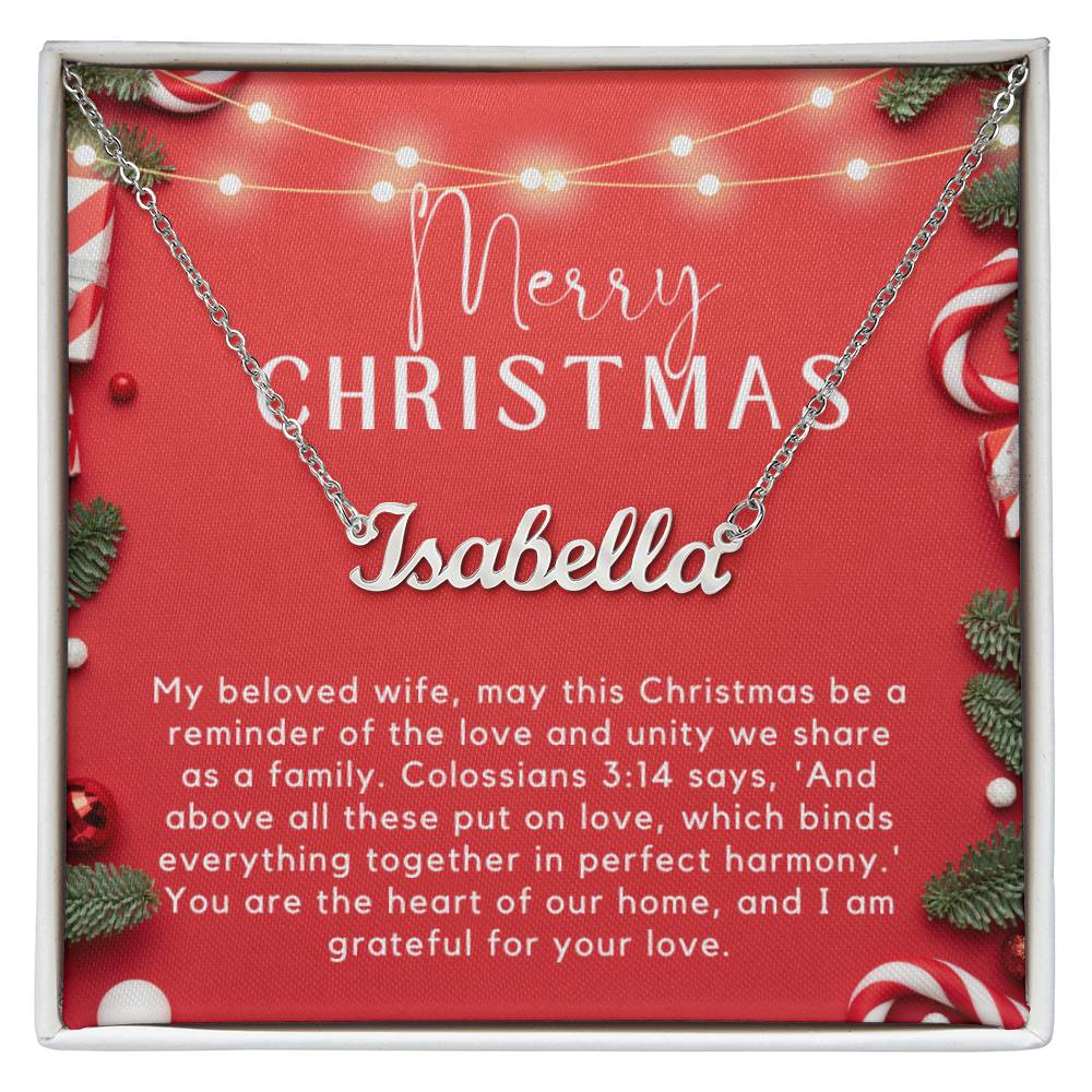 Personalised Name Necklace For Wife ~Colossians 3:14~ (Horizontal)