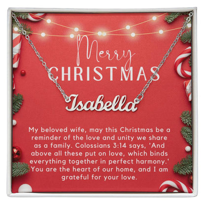 Personalised Name Necklace For Wife ~Colossians 3:14~ (Horizontal)