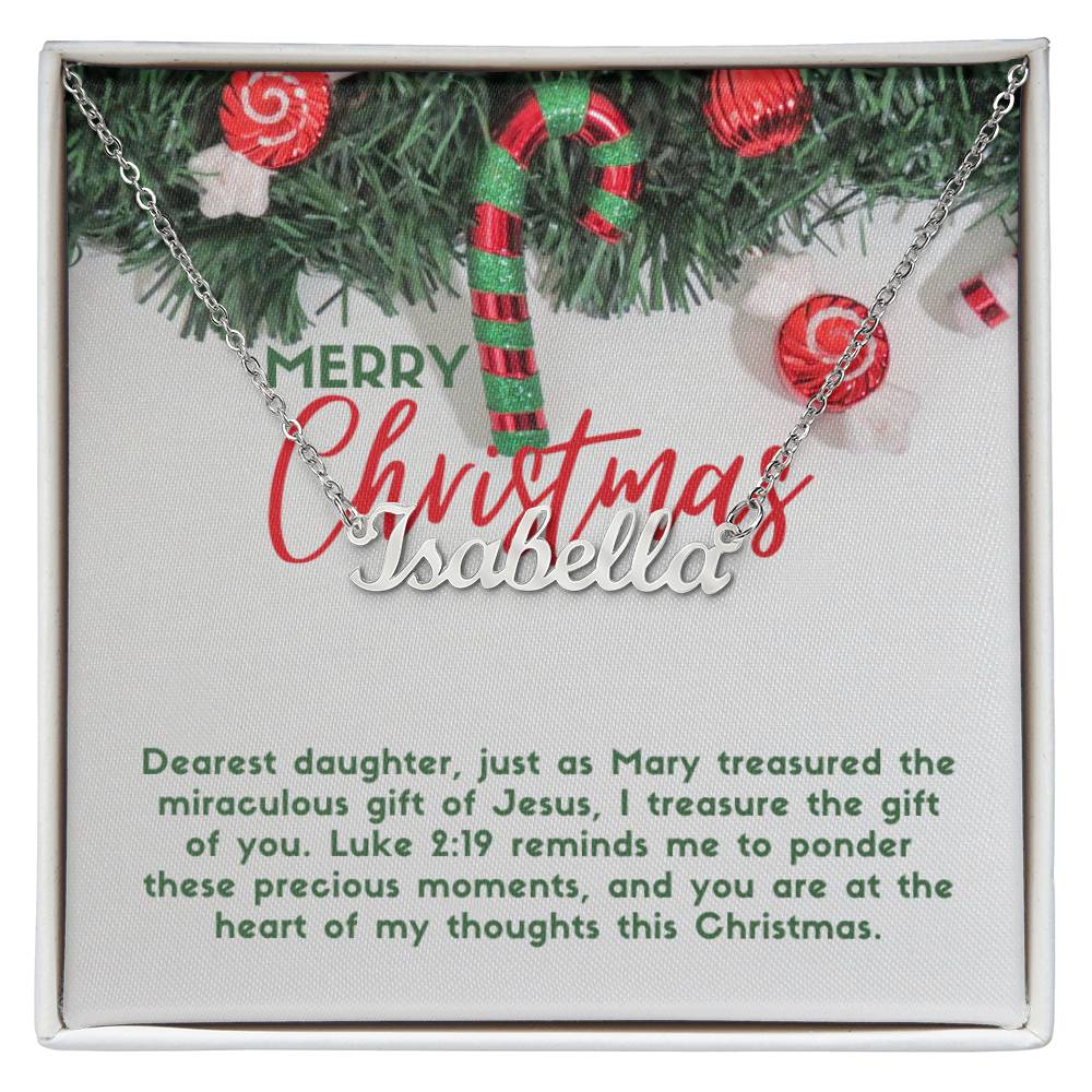 Personalised Name Necklace For Daughter ~Luke 2:19~ (Horizontal)