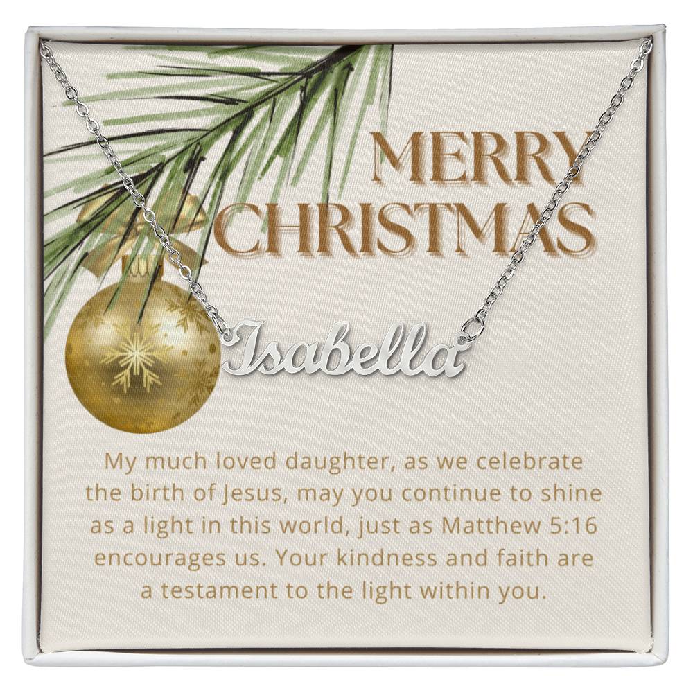 Personalised Name Necklace For Daughter ~Matthew 5:16~ (Horizontal)