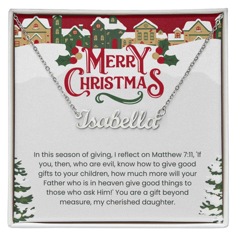 Personalised Name Necklace For Daughter ~Matthew 7:11~ (Horizontal)