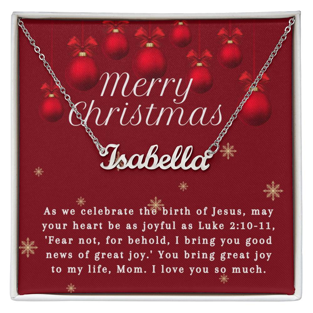 Personalised Name Necklace For Mom ~Luke 2:10-11~ (Horizontal)
