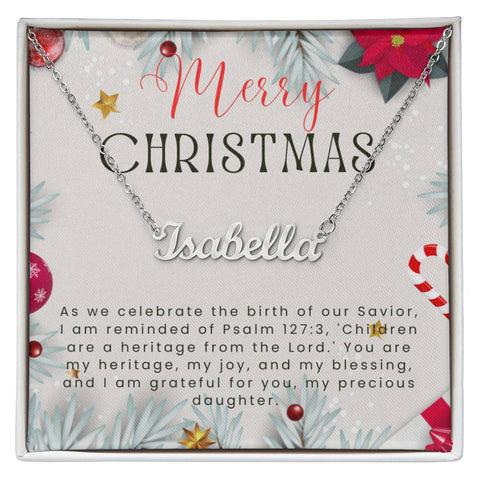 Personalised Name Necklace For Daughter ~Psalm 127:3~ (Horizontal)