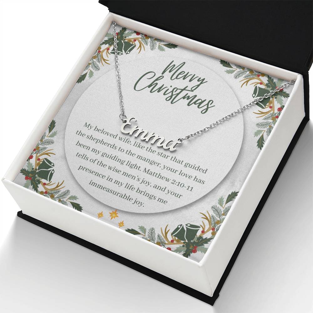Personalised Name Necklace For Wife ~Matthew 2:10-11~ (Horizontal)