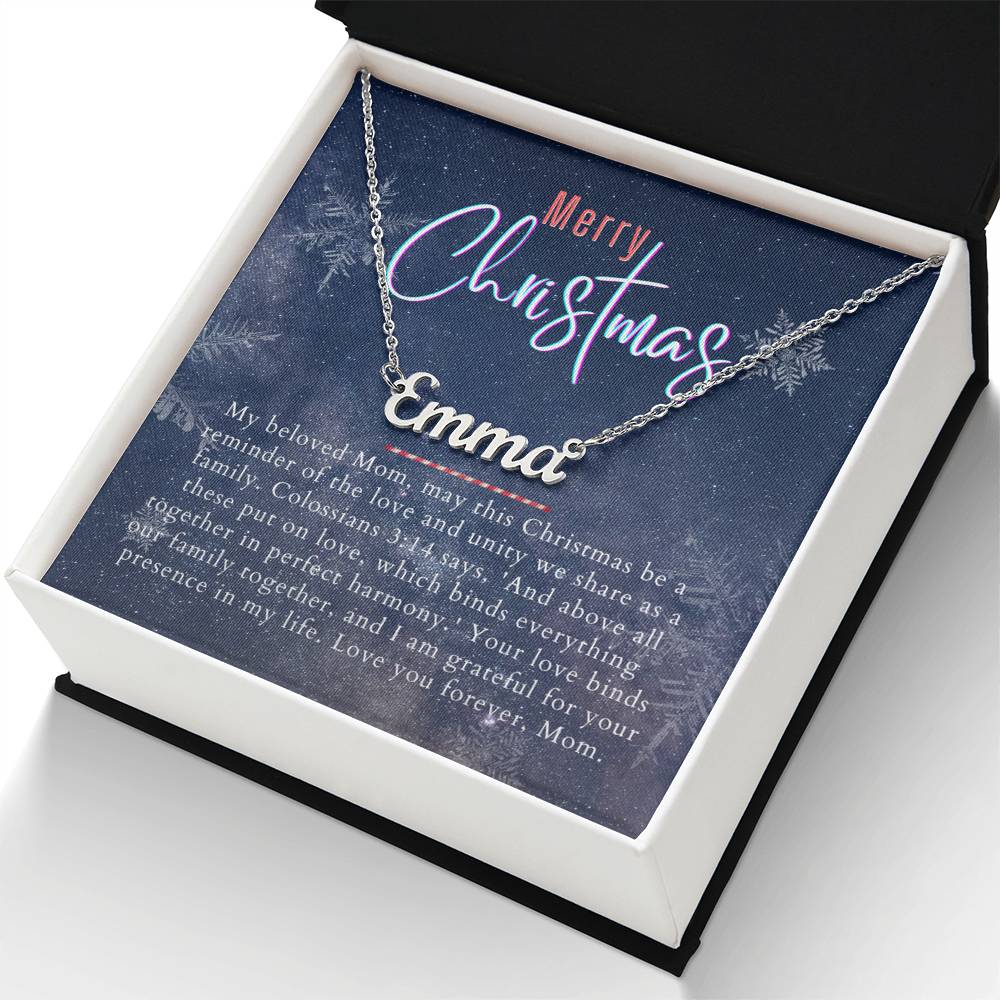 Personalised Name Necklace For Mom ~Colossians 3:14~ (Horizontal)