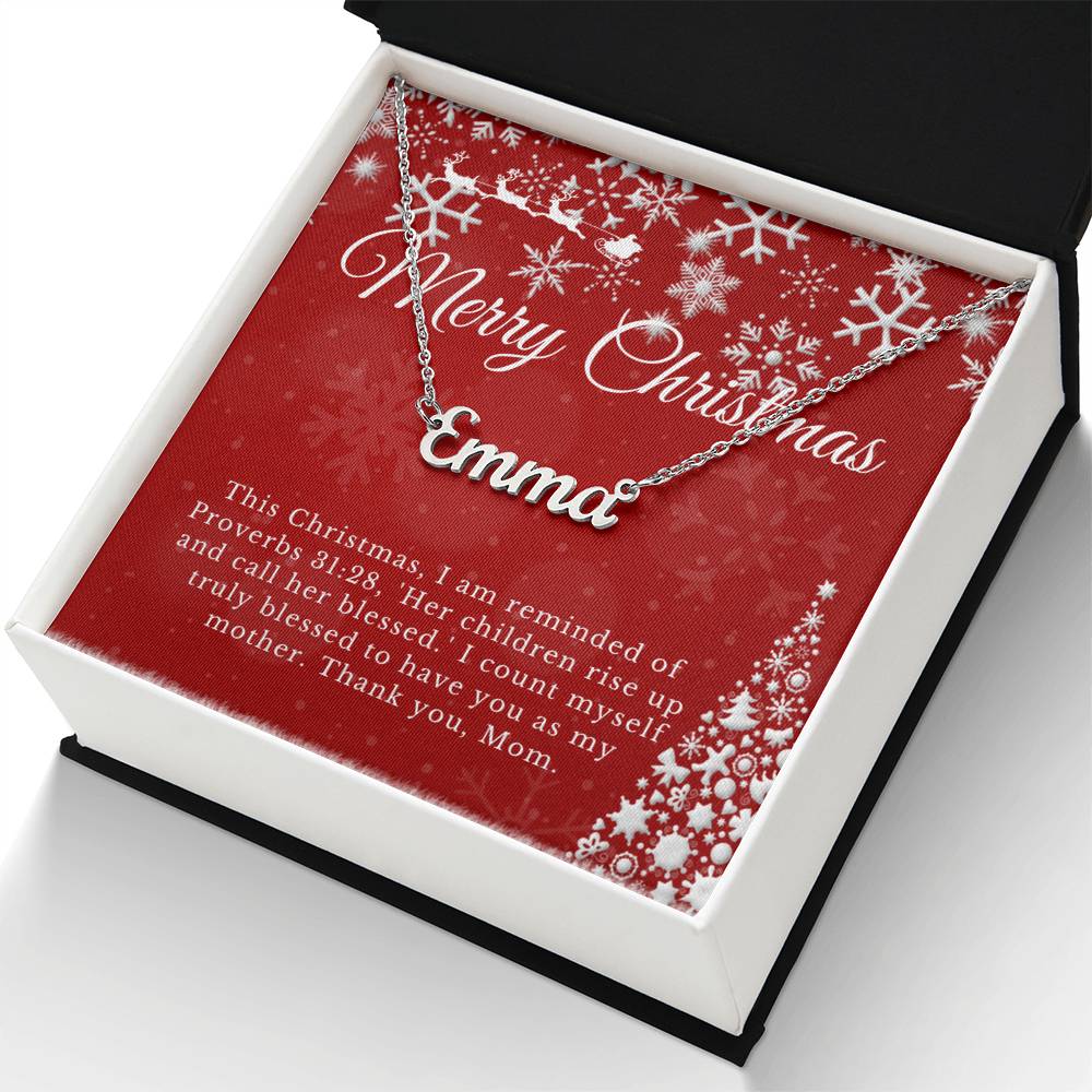 Personalised Name Necklace For Mom ~Proverbs 31:28~ (Horizontal)