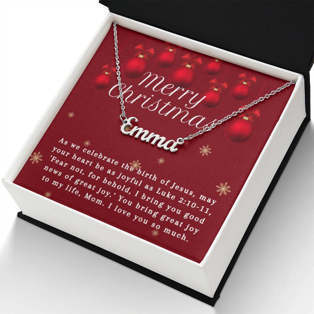 Personalised Name Necklace For Mom ~Luke 2:10-11~ (Horizontal)