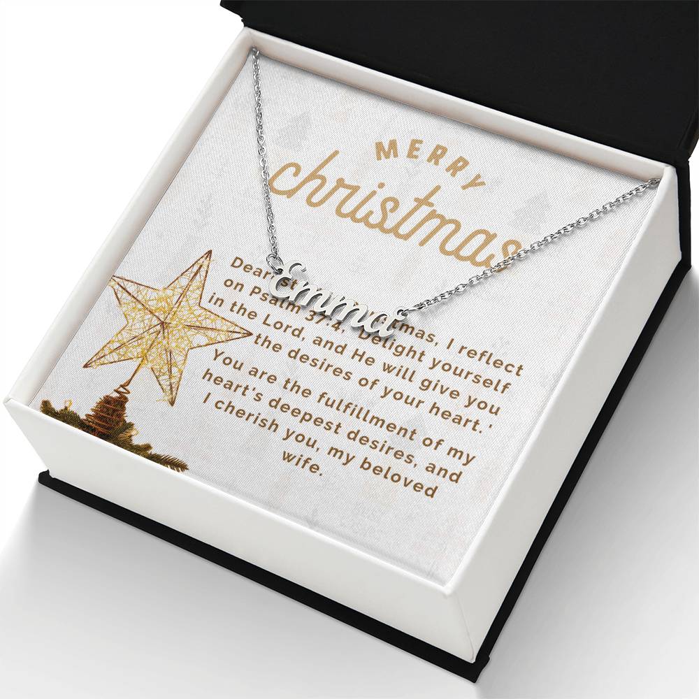 Personalised Name Necklace For Wife ~Matthew 2:10-11~ (Horizontal)