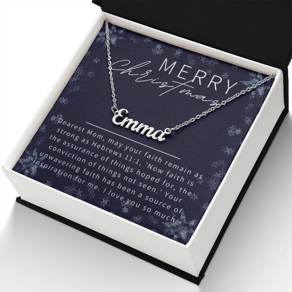 Personalised Name Necklace For Mom ~Hebrews 11:1~ (Horizontal)
