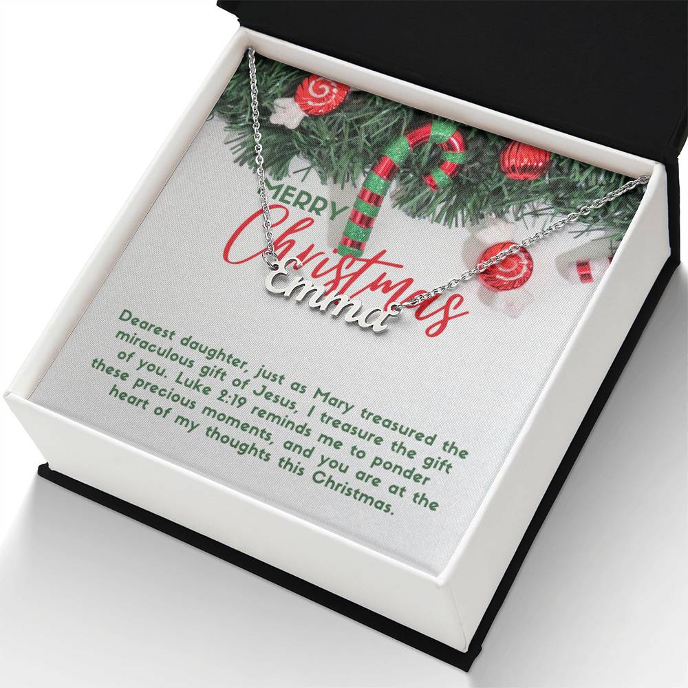 Personalised Name Necklace For Daughter ~Luke 2:19~ (Horizontal)