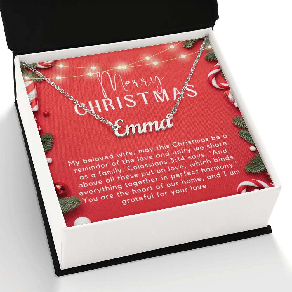 Personalised Name Necklace For Wife ~Colossians 3:14~ (Horizontal)