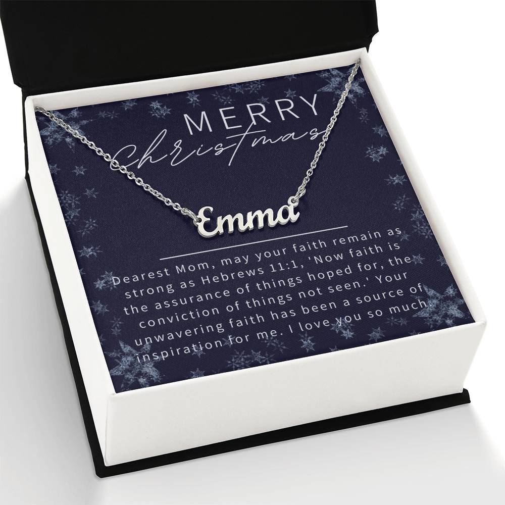 Personalised Name Necklace For Mom ~Hebrews 11:1~ (Horizontal)