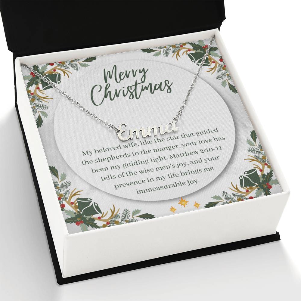 Personalised Name Necklace For Wife ~Matthew 2:10-11~ (Horizontal)