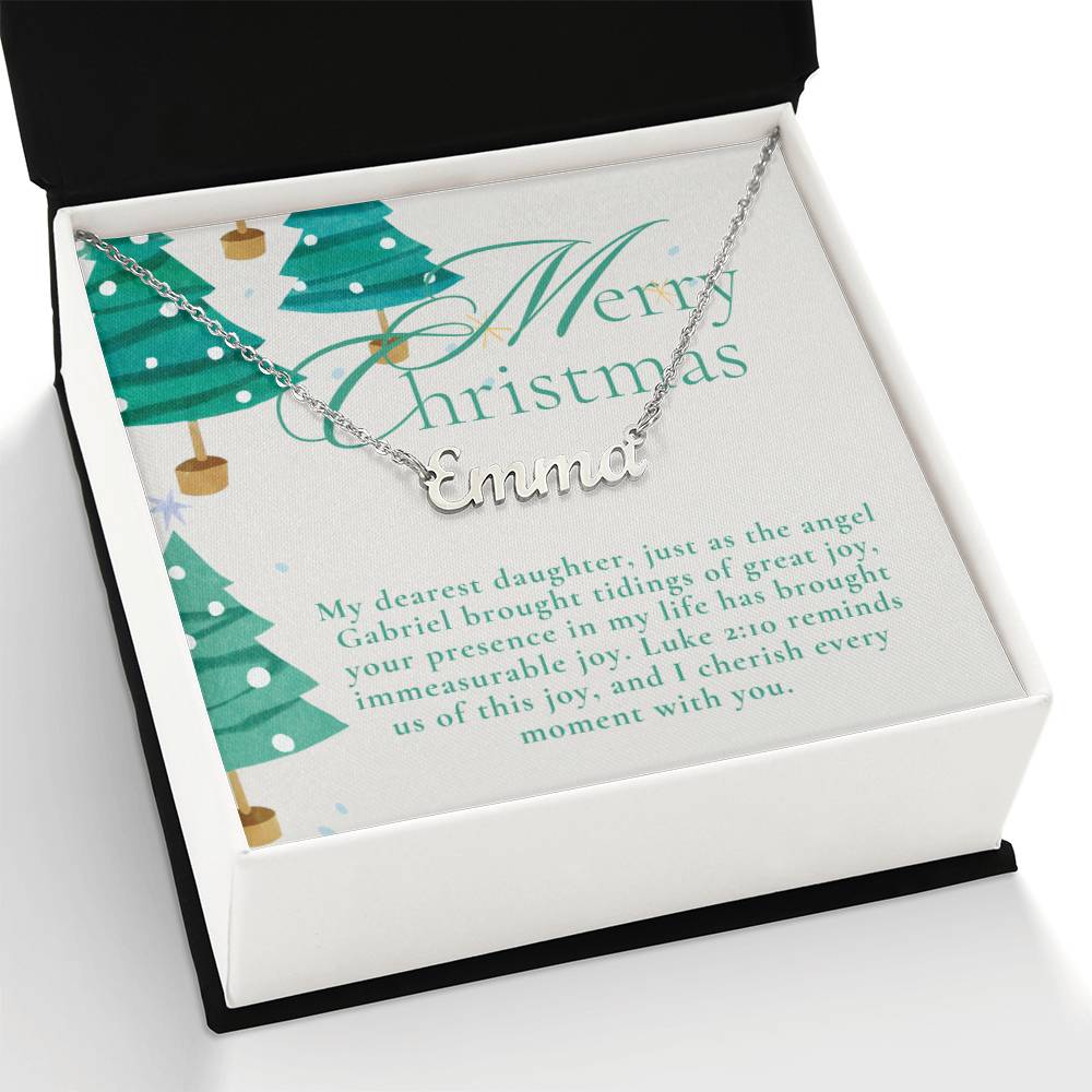 Personalised Name Necklace For Daughter ~Luke 2:10~ (Horizontal)