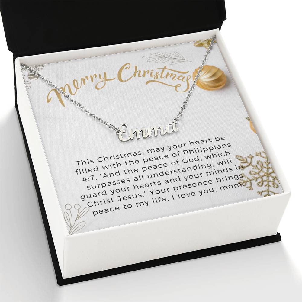 Personalised Name Necklace For Mom ~Philippians 4:7~ (Horizontal)