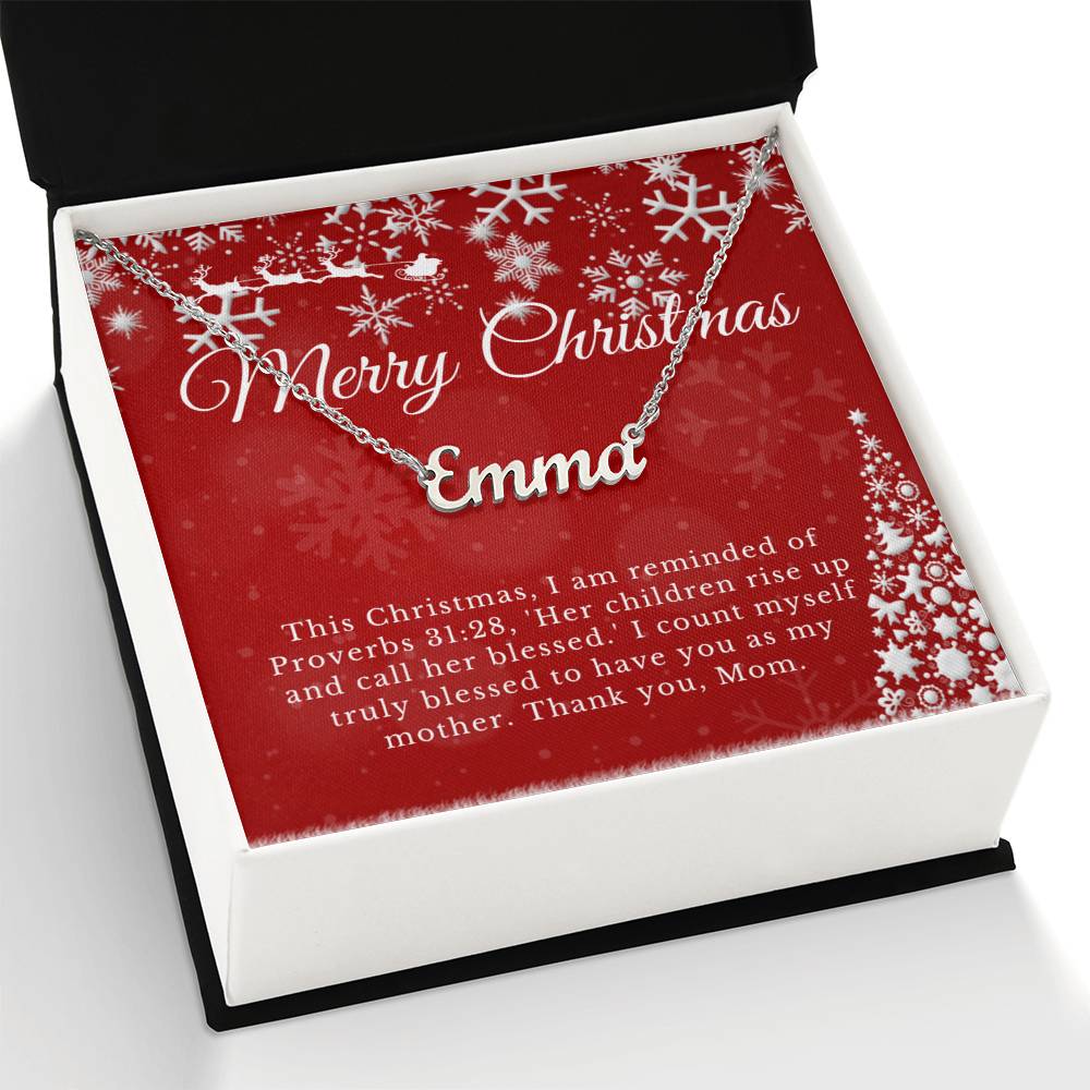 Personalised Name Necklace For Mom ~Proverbs 31:28~ (Horizontal)