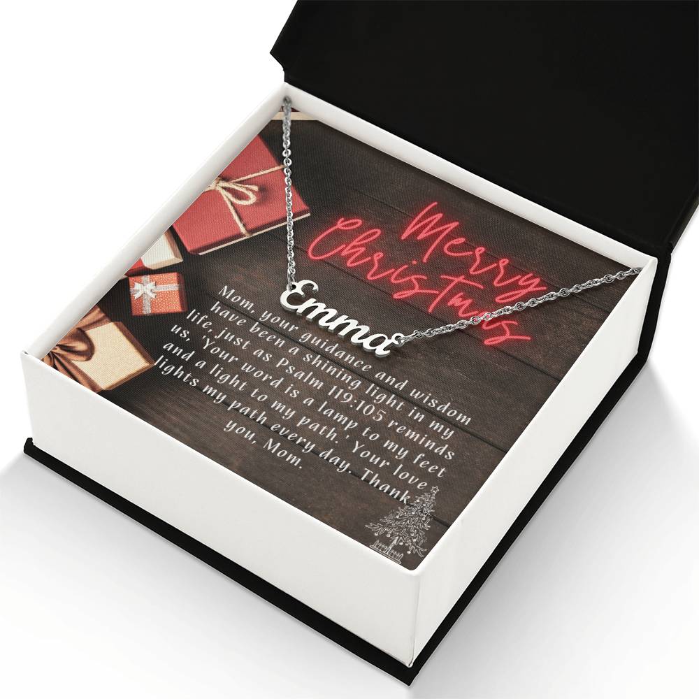 Personalised Name Necklace For Mom ~Psalm 119:105~ (Horizontal)
