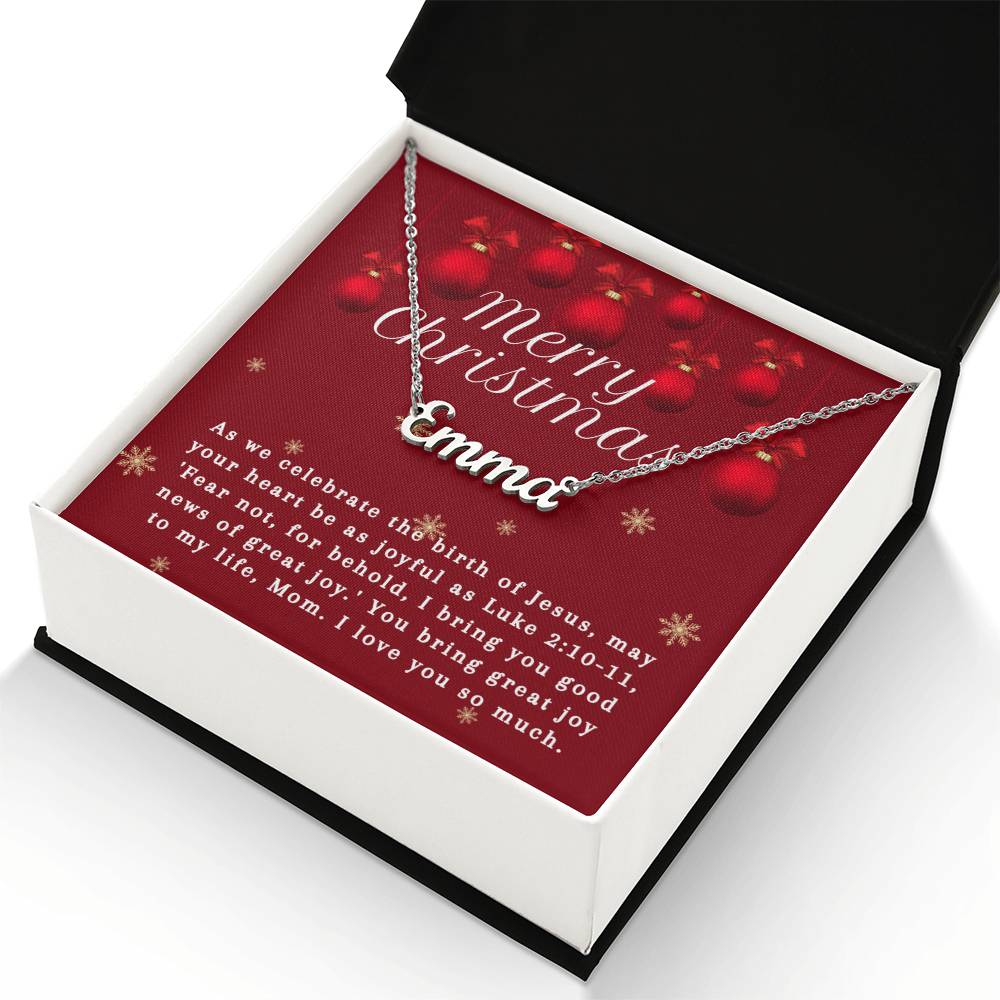Personalised Name Necklace For Mom ~Luke 2:10-11~ (Horizontal)
