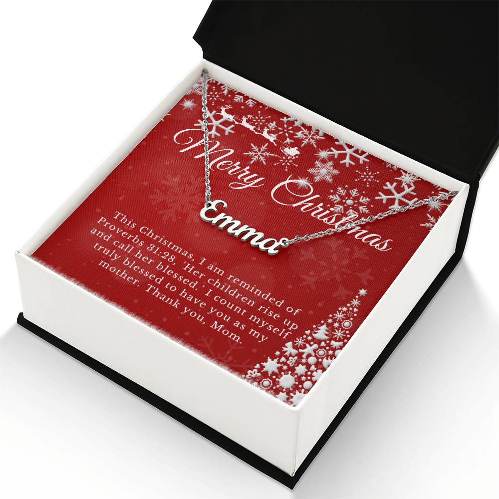 Personalised Name Necklace For Mom ~Proverbs 31:28~ (Horizontal)