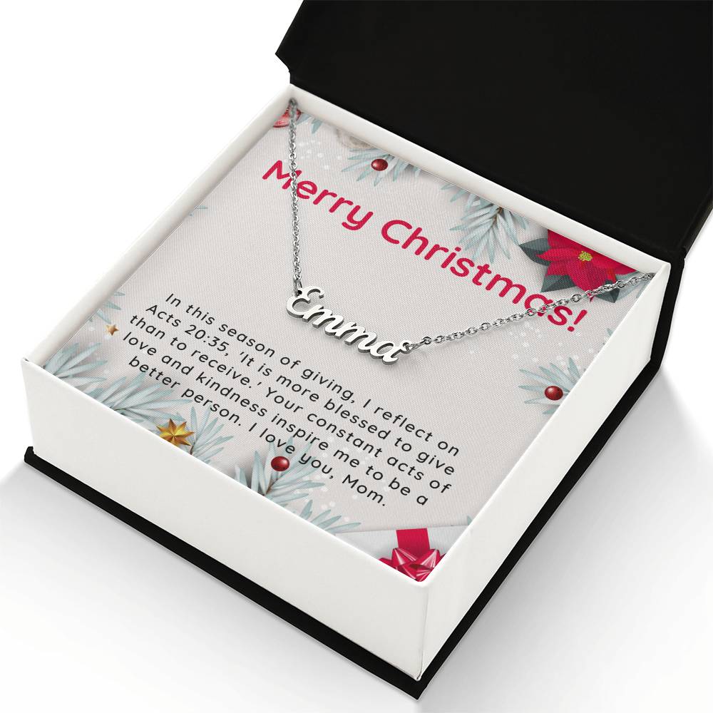 Personalised Name Necklace For Mom ~Acts 20:35~ (Horizontal)