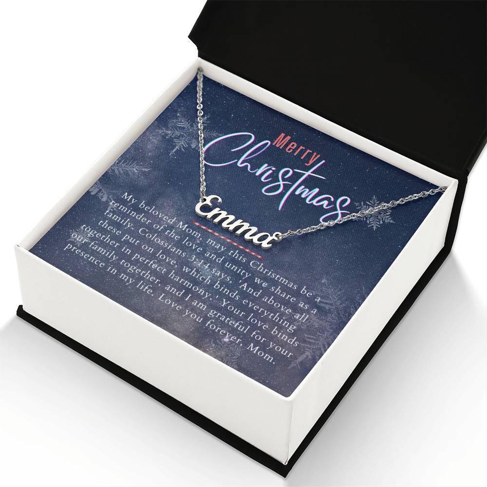 Personalised Name Necklace For Mom ~Colossians 3:14~ (Horizontal)