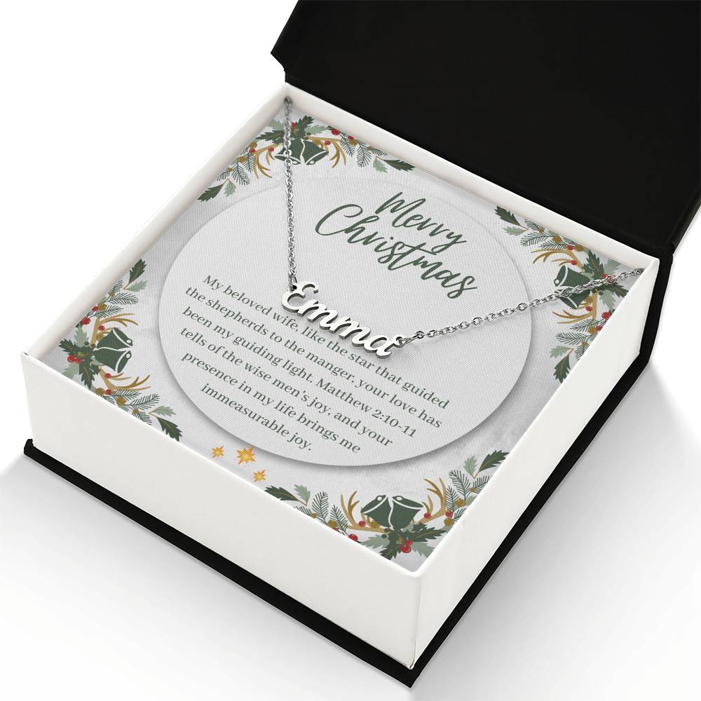 Personalised Name Necklace For Wife ~Matthew 2:10-11~ (Horizontal)