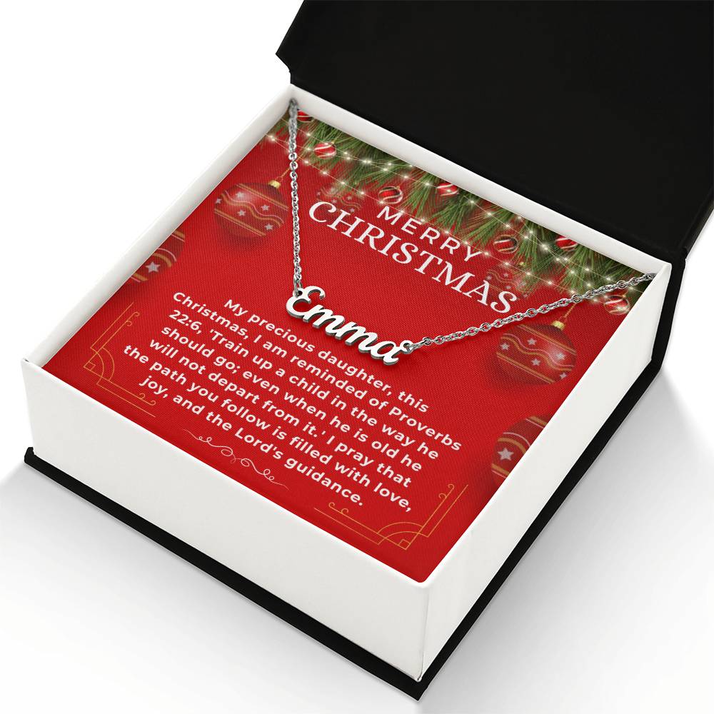 Personalised Name Necklace For Daughter ~Proverbs 22:6~ (Horizontal)