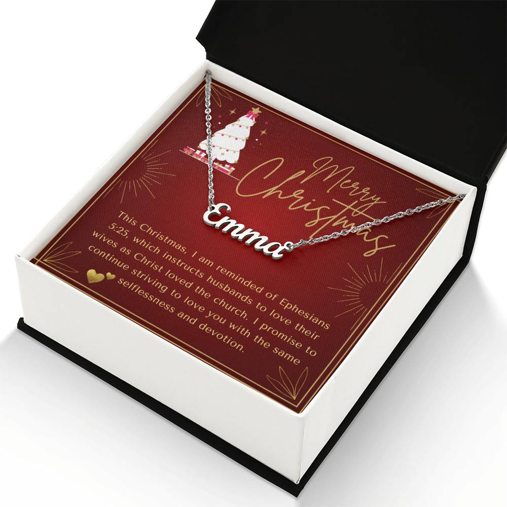 Personalised Name Necklace For Wife ~Ephesians 5:25~ (Horizontal)