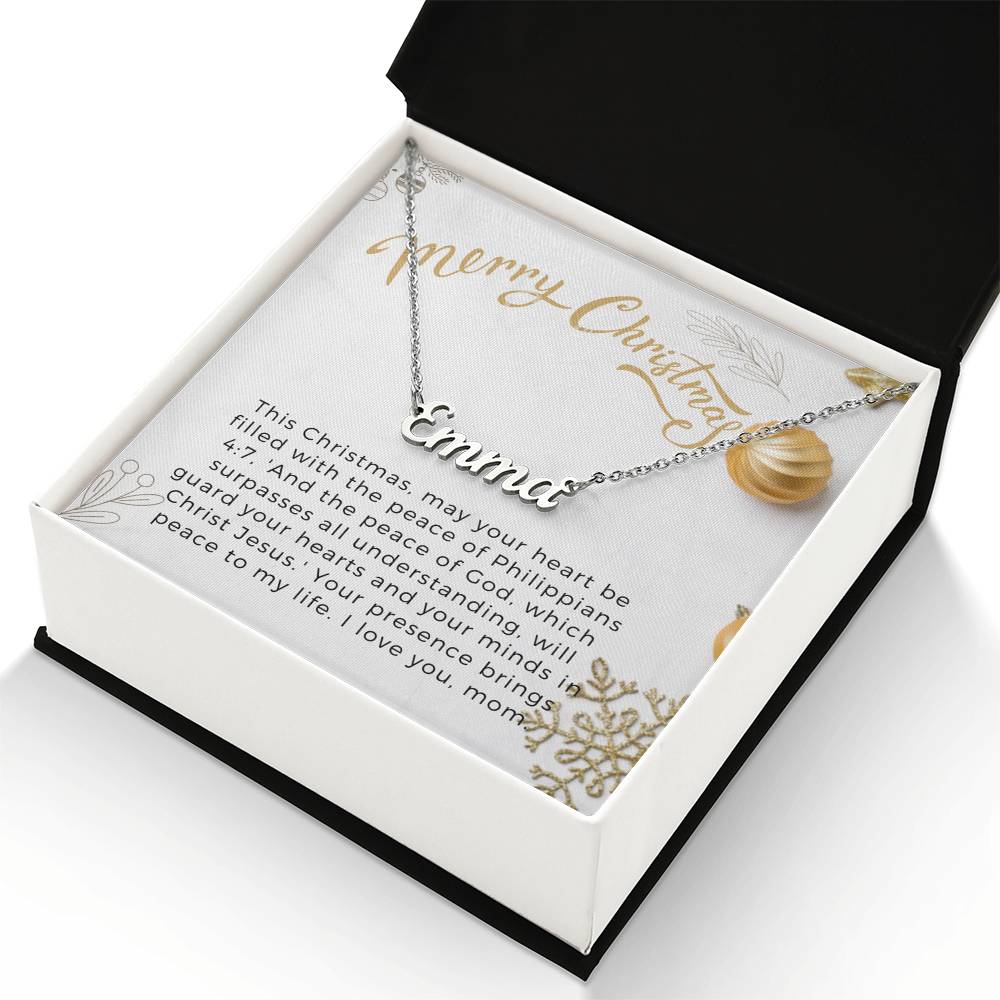 Personalised Name Necklace For Mom ~Philippians 4:7~ (Horizontal)