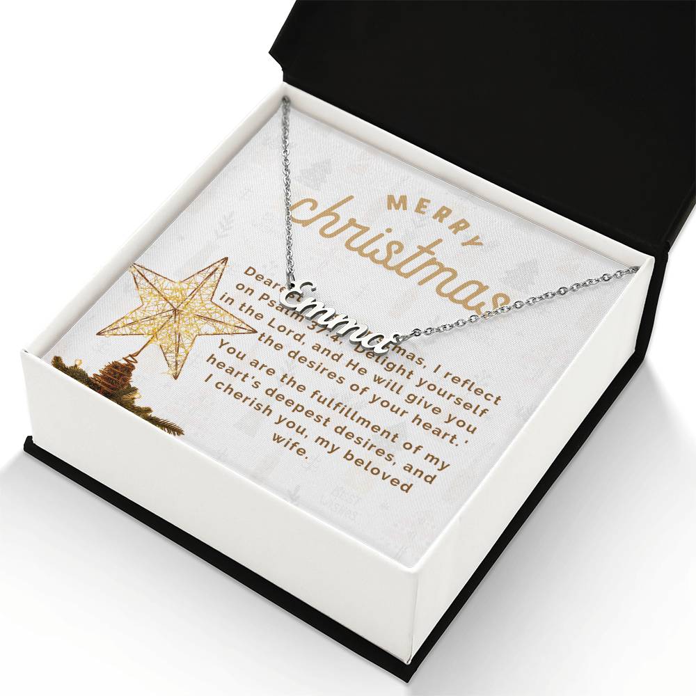 Personalised Name Necklace For Wife ~Matthew 2:10-11~ (Horizontal)