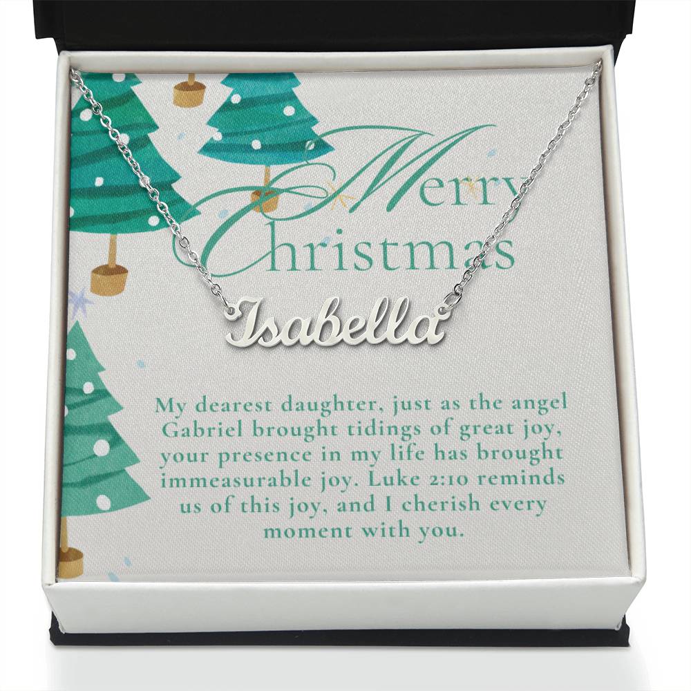 Personalised Name Necklace For Daughter ~Luke 2:10~ (Horizontal)