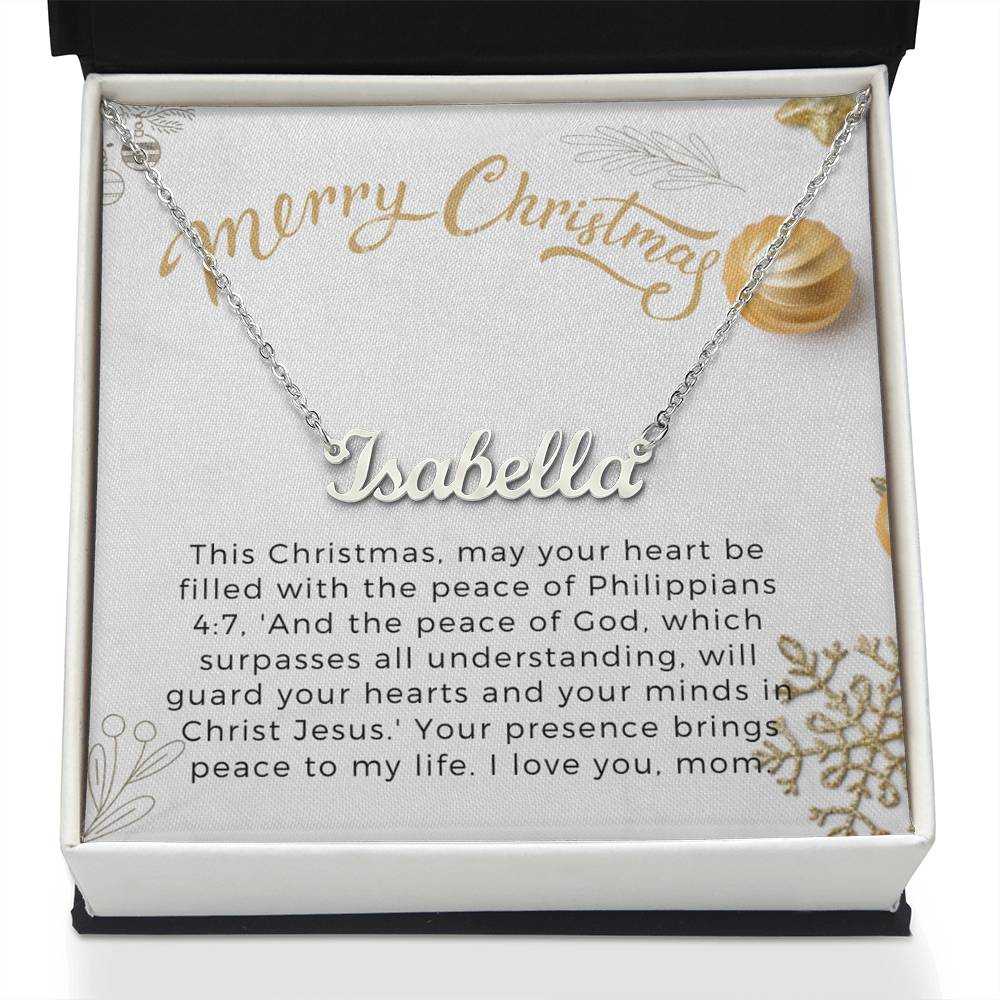 Personalised Name Necklace For Mom ~Philippians 4:7~ (Horizontal)