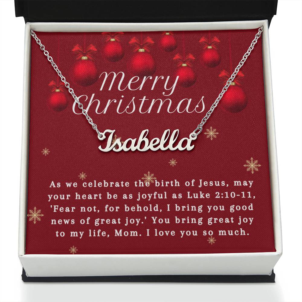 Personalised Name Necklace For Mom ~Luke 2:10-11~ (Horizontal)