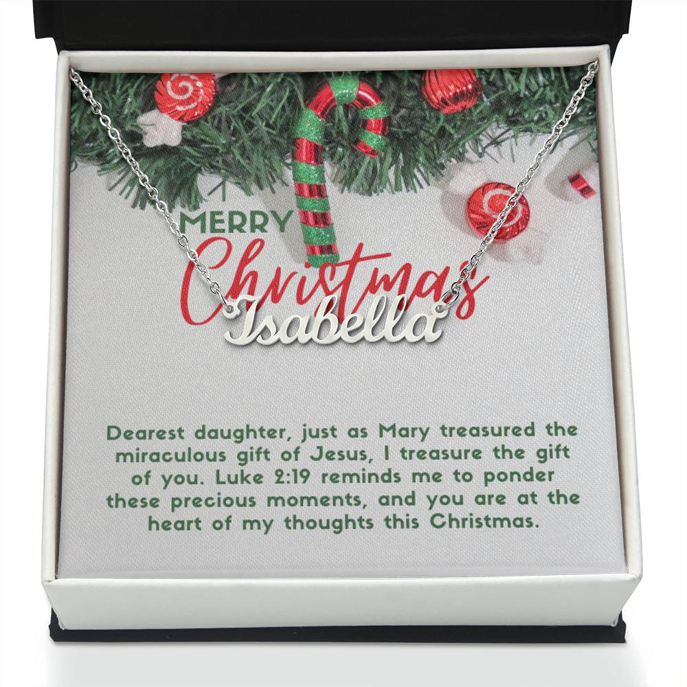 Personalised Name Necklace For Daughter ~Luke 2:19~ (Horizontal)