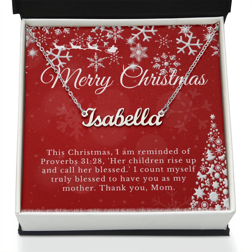 Personalised Name Necklace For Mom ~Proverbs 31:28~ (Horizontal)