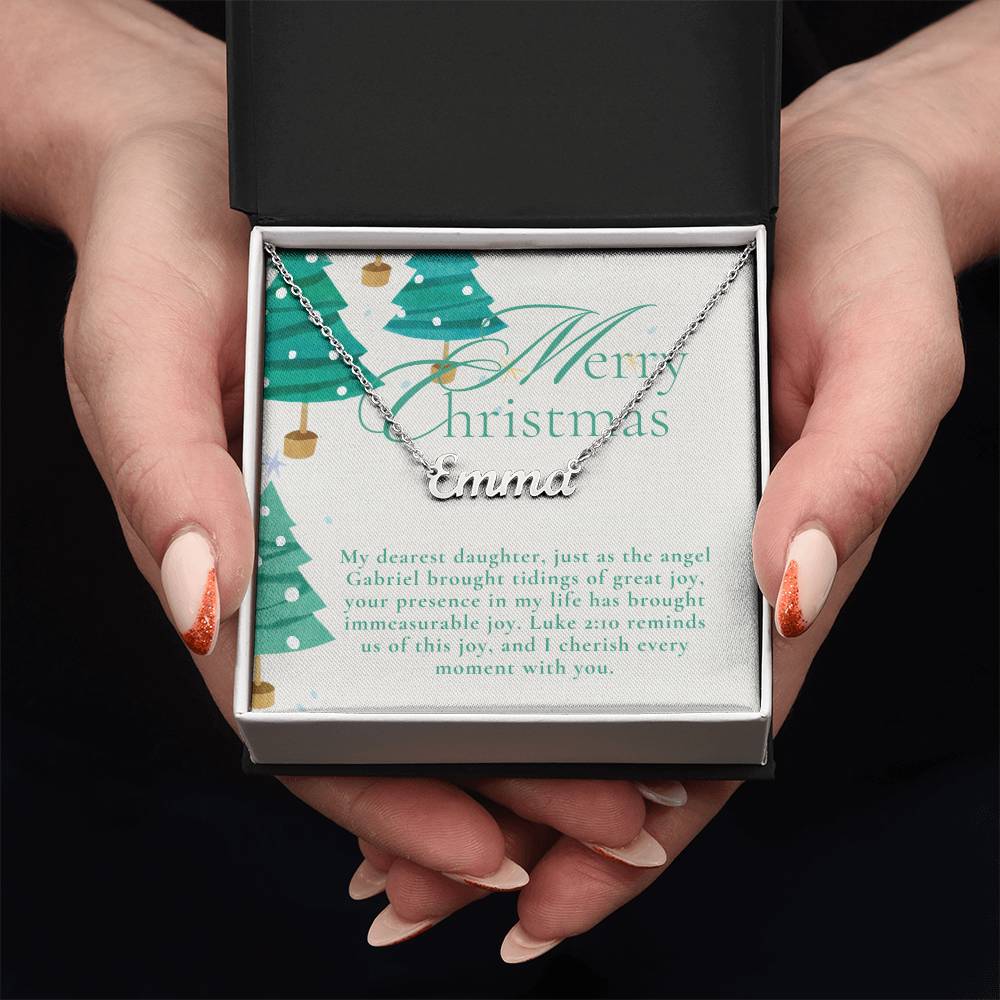 Personalised Name Necklace For Daughter ~Luke 2:10~ (Horizontal)